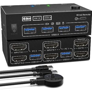 Zdprkqzvz Metalen USB3.0 Hoge Interfaces KVM Switcher 202AS Naadloze toetsenborden aandelen Hoge Prestaties