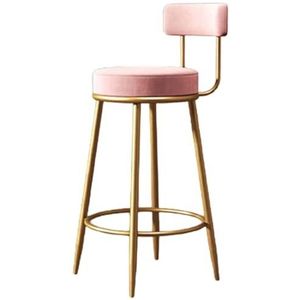 Barkrukken set van 1 moderne ronde fluwelen barkrukken barkruk op toonbankhoogte keuken ontbijt ronde eetkamerstoel for koffieshop, bar, thuisbalkon (Color : Black gold golden, Size : Pink (1))