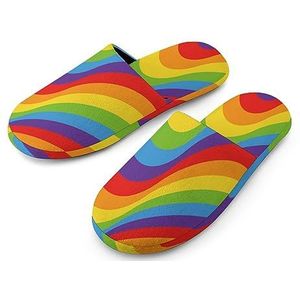 Magic Rainbow Opt Art katoenen pantoffels voor dames, huisslippers, wasbare pantoffels voor dames
