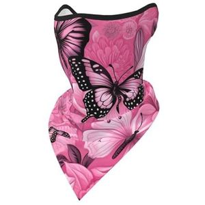 UVBDF Roze vlinder naadloze tegel gezichtsbedekking sjaal, ademend voor hardlopen kamperen klimmen
