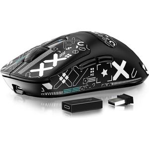 ATTACK SHARK X3 Pro 4K/8K Hz-muis, 49 g SUPERLIGHT, PixArt PAW3395-gamingsensor, BT/2.4G draadloze/bedrade gamingmuis, 6 instelbare DPI tot 26000, 200 uur batterij (zwart)