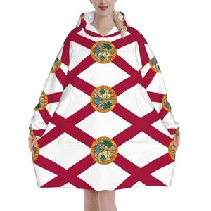 Oversized Florida Staat Vlag Hoodies Vrouwen Uk Pluizige Deken Hoodie Sherpa Vrouwen Fleece Draagbare Deken Mannen