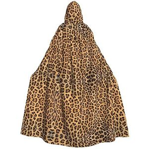 Bxzpzplj Ruwe mantel met capuchon met luipaardprint voor mannen en vrouwen, carnavalskostuum, perfect voor cosplay, 185 cm