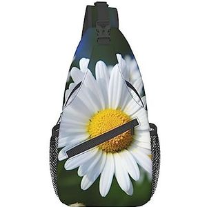 OUSIKA Wild White Daisy Bloem Sling Bag Lichtgewicht Crossbody Reizen Dagrugzak Schoudertas Vrouwen Borst Tas Rugzak, Wilde Witte Daisy Bloem, One Size, Reizen Rugzakken