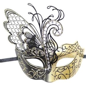 Metalen Masker met IJzeren Vlinder, Halloween Carnaval, Pasenshow, Luxe Masker voor Feesten, Maskers voor Sexy Vrouwen Masker (Maat: Zwart)