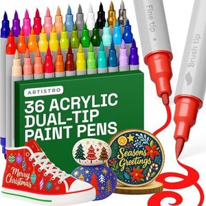 37 pack acrylic Dual Tip Paint Pens Brush + Fine Tips