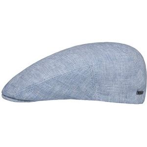 Stetson Just Linen Pet Dames/Heren - Made in the EU zomer cap linnen flat hat met klep voering voor Lente/Zomer - 58 cm lichtblauw