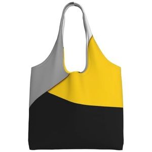 BEEOFICEPENG Schoudertas, Grote Canvas Tote Bag Tote Purse Casual Handtas Herbruikbare Boodschappentassen, Modern Grijs Geel En Zwart Geometrisch, zoals afgebeeld, Eén maat