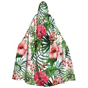 Bxzpzplj Hibiscus bloemenprint uniseks mantel met capuchon voor mannen en vrouwen, carnaval themafeest decor capuchon mantel