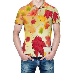 Herfst esdoorn bladeren heren shirt met korte mouwen golfshirts regular fit tennis t-shirt casual business tops