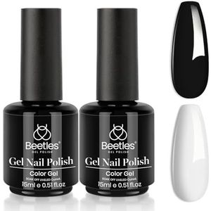 Beetles UV Gel Wit en Zwart, 2x15 ml Effen Kleur Wit UV Nagel, Gel Manicurecadeau voor Haar