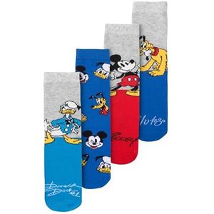 Disney Mickey Mouse, Donald Duck & Pluto sokken voor jongens - kindersneakers, kindersokken, sokken (set van 4), Meerkleurig, 27-30