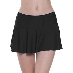 FLYILY Dames Sport Zwemshort met Verstelbare Trekkoord Mini Boyshorts Bikini Badmode Tankini-Bodems(1-Black,XL)