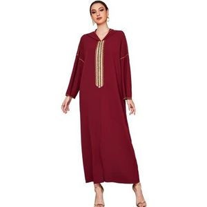Djellaba Premium kwaliteit voor dames, 1 stuk, sublime djellaba, rood, draagbaar als een abaya dames, een kaftan of een Marokkaanse kaftan - L