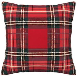 SSIMOO Plaid rood en zwart corduroy kussensloop - decoratief kussen voor bed en auto, binnendecoratie, sofa kunstkussen