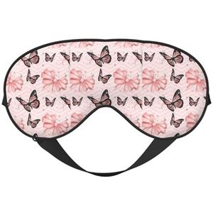 Vlinder roze unisex elastische verstelbare gesp ontwerp verduisterende slaap oogmasker voor thuis reizen yoga kantoor dutje