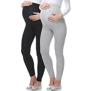 Be Mammy Vrouwen Zwangerschaps Lange Legging 02 2 Pack (Zwart/Melange, XL)