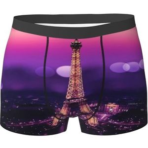 ZJYAGZX Roze Parijs Print Heren Boxer Slips Trunks Ondergoed Vochtafvoerend Heren Ondergoed Ademend, Zwart, XL