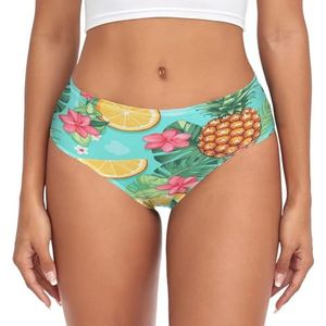 sawoinoa Ananas tropisch, citroen, fruit onderbroek dames medium taille slip vrouwen comfortabel elastisch sexy ondergoed bikini broekje, Mode Pop, L