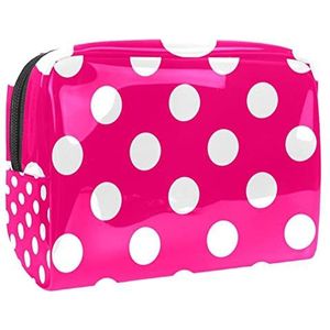 Cosmetische tas voor dames,kleine make-uptas voor portemonnee,Roze en stippen,Cosmetische reistas,make-uptasje
