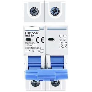 TOB7Z-63 Mini-zonneschakelaar, 2-polig, DC, 1000 V, voor DIN-rail, 3 A, 6 A, 10 A, 16 A, 20 A, 25 A, 32 A, 40 A, 50 A, 63 A DC, MCB voor fotovoltaïsche energie