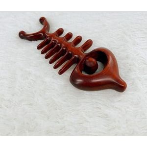 Massage kam ebbenhout meridiaan visgraat vormige baggeren meridiaan grote brede getande ronde haarkam 1 stuk (kleur: houten kam A)