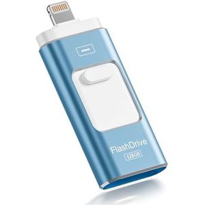 Apple MFi gecertificeerde 128 GB flashdrive voor iPhone Thumb Drive Photo Stick, USB-geheugenstick, iPhone Flash Drive voor foto's video's, High Speed Jump Drive Compatibel voor iPhone/iPad/Android/PC