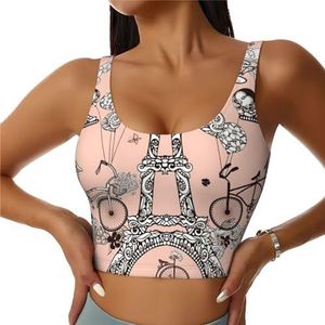 Fiets Koffie Ballon Print Comfortabele Vrouwen Sport Vest Yoga Workout Vest voor Vrouwen Lichtgewicht Zomer, Zwart, S
