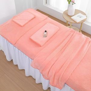 Massagebedhoesset, 5-delige Set Microvezel Beautybedhoes Met Gezichtsgat, Gewatteerde Katoenen Massagetafelhoes, Wasbaar For Beautybed En Tatoeagebed(Peach Pink)