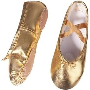Balletschoenen, Platte canvas balletschoenen, Balletoefeningschoenen met zachte zool, Gymnastiekschoenen for dames, Balletoefening (Color : Gold 1, Size : 32)