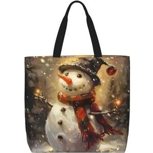 OdDdot Leuke Sneeuwpop Print Tote Bag Voor Vrouwen Opvouwbare Gym Tote Bag Grote Tote Tassen Vrouwen Handtas Voor Reizen Sport, Schattige Sneeuwman, Eén maat