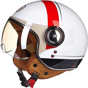 Vespa-helm met open gezicht · Heren en dames Motorscooter-halfgezichthelmen Jetpilootmotor Retro Chopper Cruiser Vintage bromfietshelm · DOT/ECE-goedgekeurd, voor kinderen Jeugd D,Medium