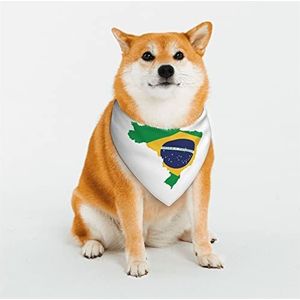 OTRAHCSD Pet sjaal, groene Brazilië vlag hond Bandana, verstelbare hoofddoek driehoek sjaal accessoires voor kleine middelgrote grote honden en katten