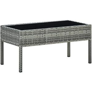 vidaXL Tuintafel 75x40x37 cm poly rattan grijs