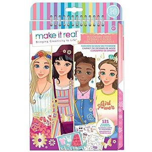 Make It Real - Fashion Design Sketchbook: Blooming Vibes - Fashion Sketchbook voor Meisjes - Kids Fashion Design Kit - Mode Designer Kits voor Meisjes - Mode Kleurboek voor Meisjes 6-8-10-12-14