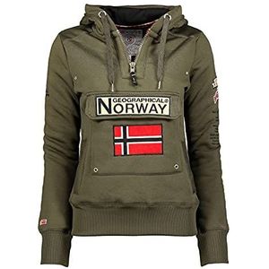 Geographical Norway Gymclass Lady - Dames hoodies rits truien zakken - sweatshirt trui lange mouwen warme top jas - dameskleding lente zomer herfst winter seizoen, Kaki, S