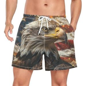 American Star Eagles Bird zwembroek voor heren, sneldrogend, met zakken, Leuke mode, S