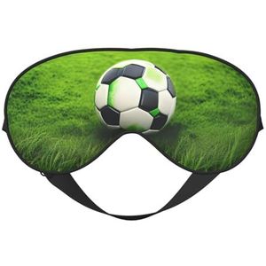 Groen Gras Voetbal Print Comfortabele Slaap Oogmasker Mannen Vrouwen Lichtgewicht Reizen Nap Meditatie Yoga Werk