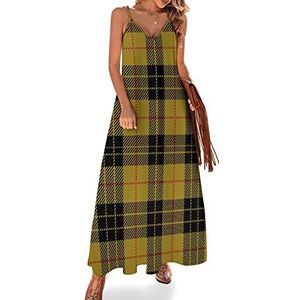 Clan Macleod Schotse tartan geruite zomerjurk voor dames, maxi-jurk, V-hals, mouwloos, spaghettibandjes, lange jurk
