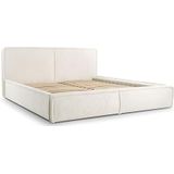 Gestoffeerd bed met hoofdsteun, framebedframe, bedlade en lattenbodem, tweepersoonsbed, gewatteerd hoofdeinde, Corduroy Stof BETT 04-180x200 - Crème (Poso 100)