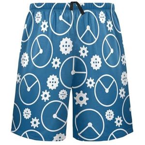 LI ZHI XIN Herenpyjamabroek, korte pyjamabroek, zomer casual shorts, elastische tailleband met trekkoord, rechte losse pasvorm met 2 zakken, S-XXL versnellingspatroon, Meerkleurig, S