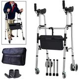 Rollator - Medische 4 Wiel Walker - Verstelbare Hoogte - Ergonomisch Ontwerp - Met Armleuning Ondersteuning Pad