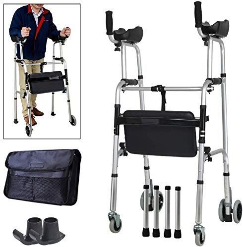 Rollator - Medische 4 Wiel Walker - Verstelbare Hoogte - Ergonomisch Ontwerp - Met Armleuning Ondersteuning Pad