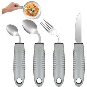 Parkinson Bestekset, 4 stuks, voor Parkinson met lepelmes, vork, adaptieve bestekset, adaptieve bestekset, adaptief bestek voor Parkinson voor reuma gehandicapten mensen, linkshaender