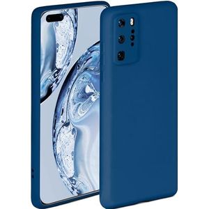 ONEFLOW Telefoonhoesje, soft case, compatibel met Huawei P40 Pro siliconen hoesje met verhoogde rand ter bescherming van het display, dubbellaags, zacht telefoonhoesje, mat Blauw