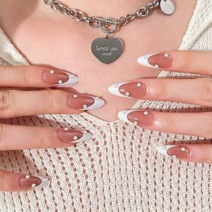 Coffin False Nails Rhinestone Press on Nails French Fake Nails Ballerina Acrylic Stick on Nails 24pcs for Women and Girls(1 count (Pack of 1))