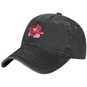 351 Honkbalhoed 55-59 cm, rode pioen outdoor hoeden tienermeisjes zonneklep hoed gewassen truckerpet voor vissen, fietsen, tennis, Honkbalhoed 1657, M