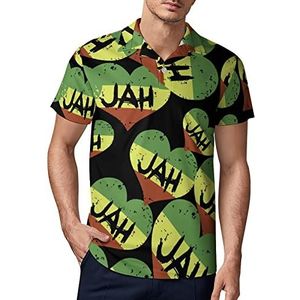 Love Jah Reggae Music Heren Golf Polo-Shirt Zomer Korte Mouw T-Shirt Casual Sneldrogende Tees XL