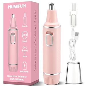 Pijnloze neushaartrimmer voor vrouwen, oplaadbare 2024-upgrade, neustrimmer voor dames, neushaartrimmer met dubbele rand, IPX7 waterdicht, krachtige motor, eenvoudige reiniging, roze