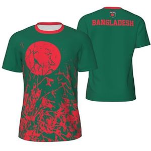 Sport T-Shirt Vintage Bangladesh Vlag Graan Tees 3D Gedrukt voor Fitness Running Voetbal, Meerkleurig, S